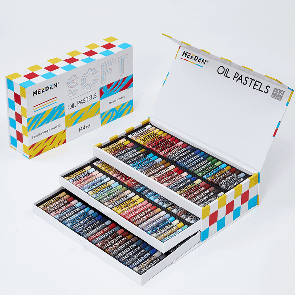 MEEDEN Soft Oil Pastels Set, 144 Vibrant Colors