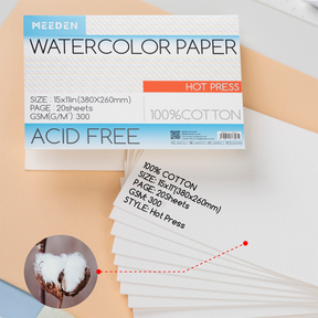 MEEDEN 15x10" Hot Press Watercolor Paper Pad 20 Sheets