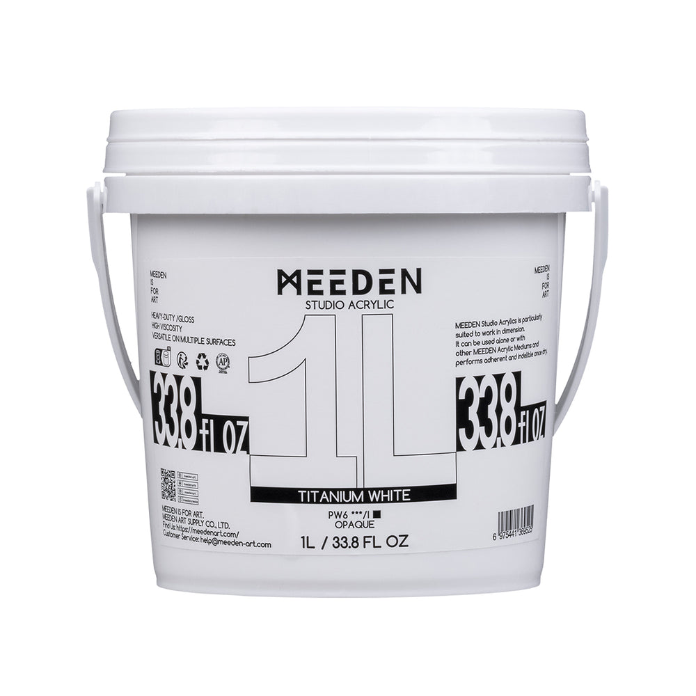 MEEDEN Studio Acrylic Paint-Titanium White, 1L / 33.8 oz