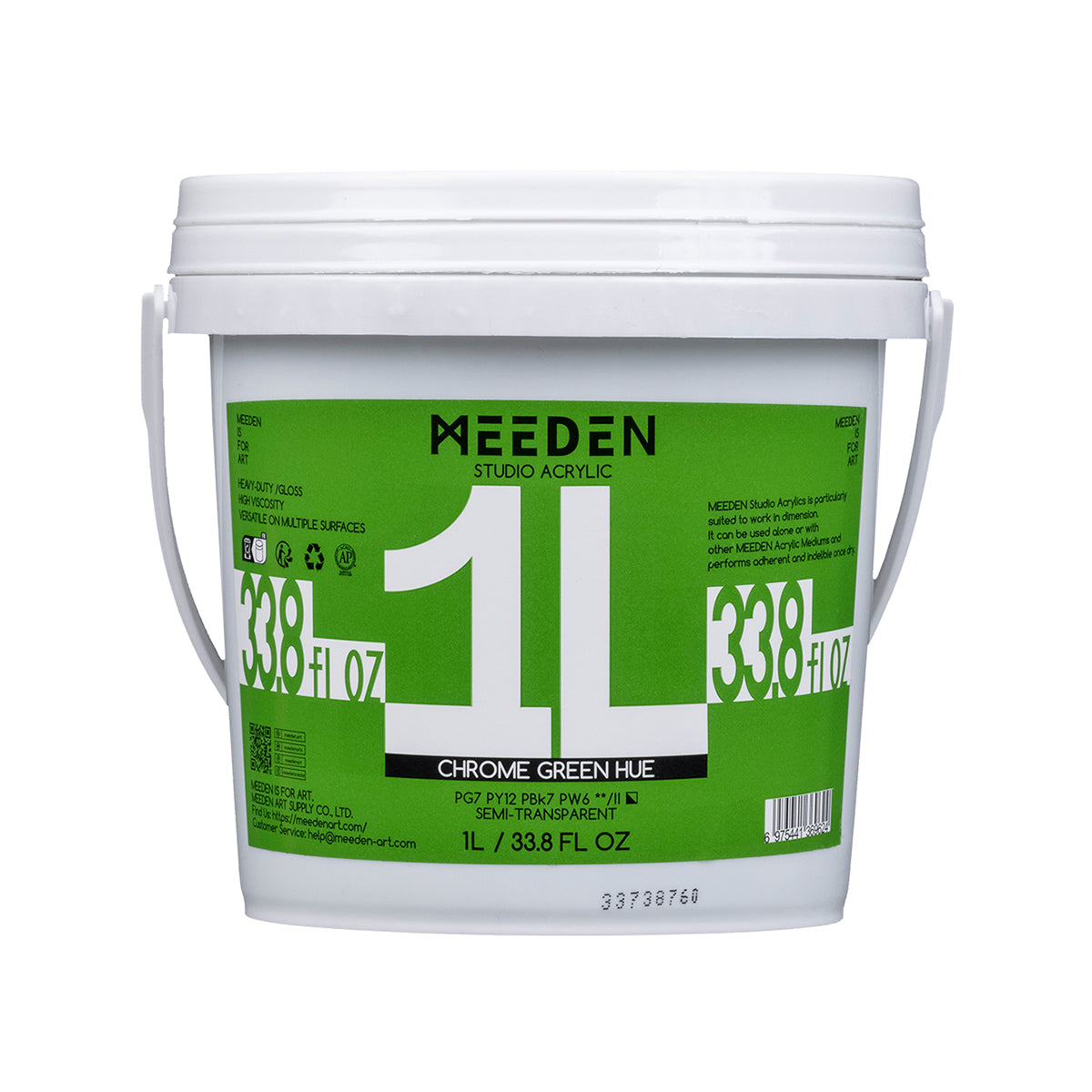 MEEDEN Studio Acrylic Paint-Chrome Green Hue, 1L / 33.8 oz