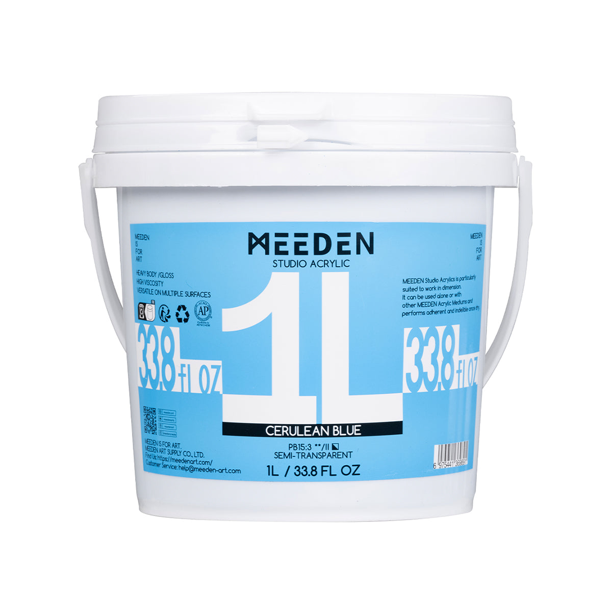 MEEDEN Studio Acrylic Paint-Cerulean Blue, 1L / 33.8 oz