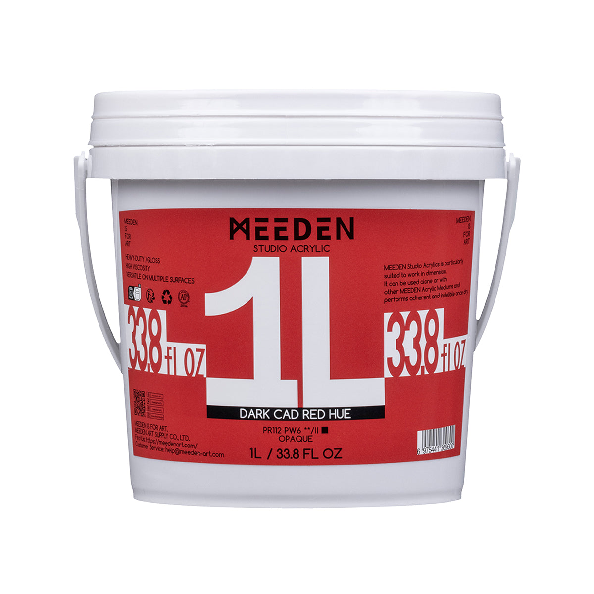 MEEDEN Studio Acrylic Paint-Dark Cad Red Hue, 1L / 33.8 oz