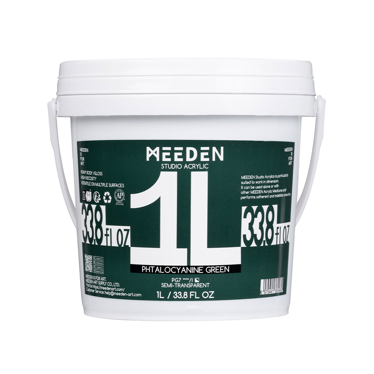 MEEDEN Studio Acrylic Paint-Phtalocyanine Green, 1L / 33.8 oz