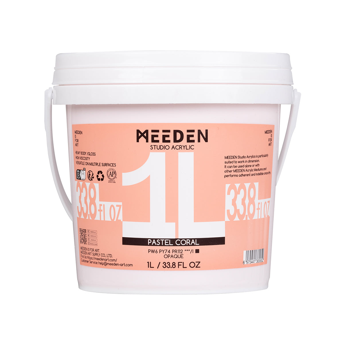 MEEDEN Studio Acrylic Paint-Pastel Coral, 1L / 33.8 oz