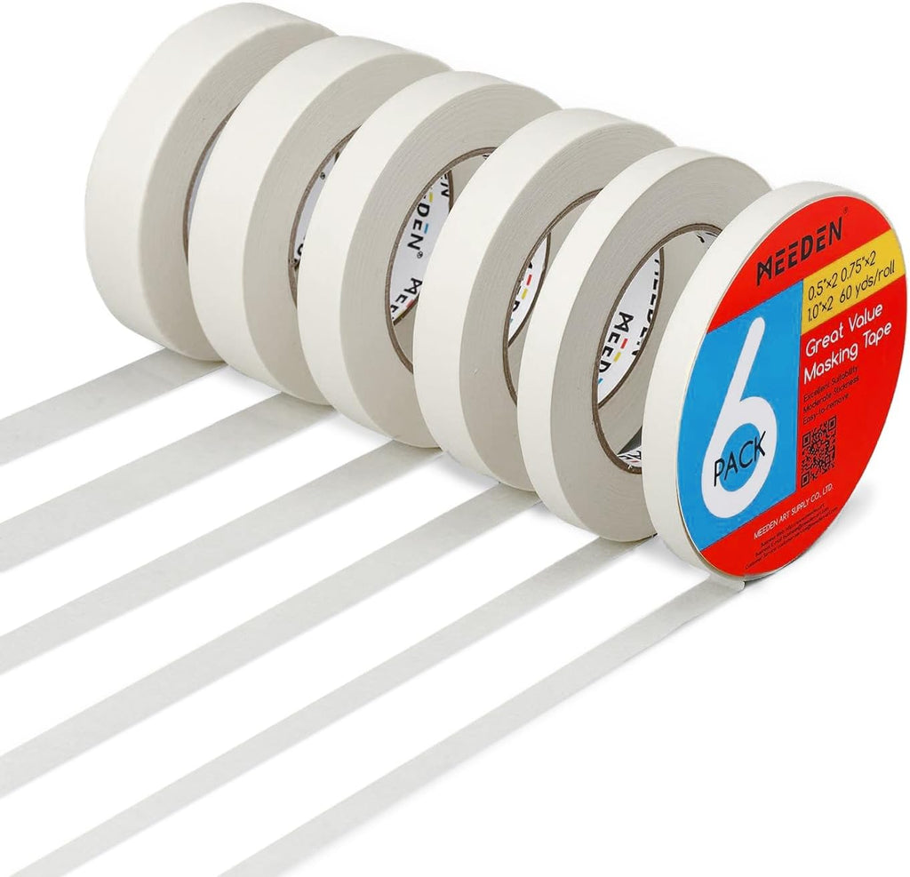 6 Pack Artist Tape 0.5" 0.75" 1.0" Total 1082.7FT