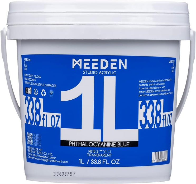 MEEDEN Studio Acrylic Paint-Phtalocyanine Blue, 1L / 33.8 oz