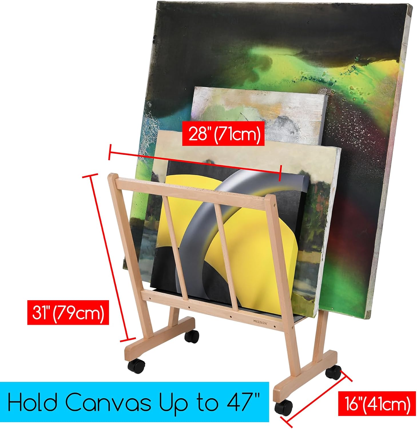 MEEDEN Wooden Large Print Rack with Castors-Natural