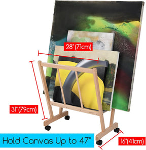 MEEDEN Wooden Large Print Rack with Castors-Natural