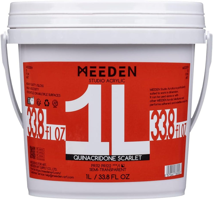 MEEDEN Studio Acrylic Paint-Quinacridone Scarlet, 1L / 33.8 oz
