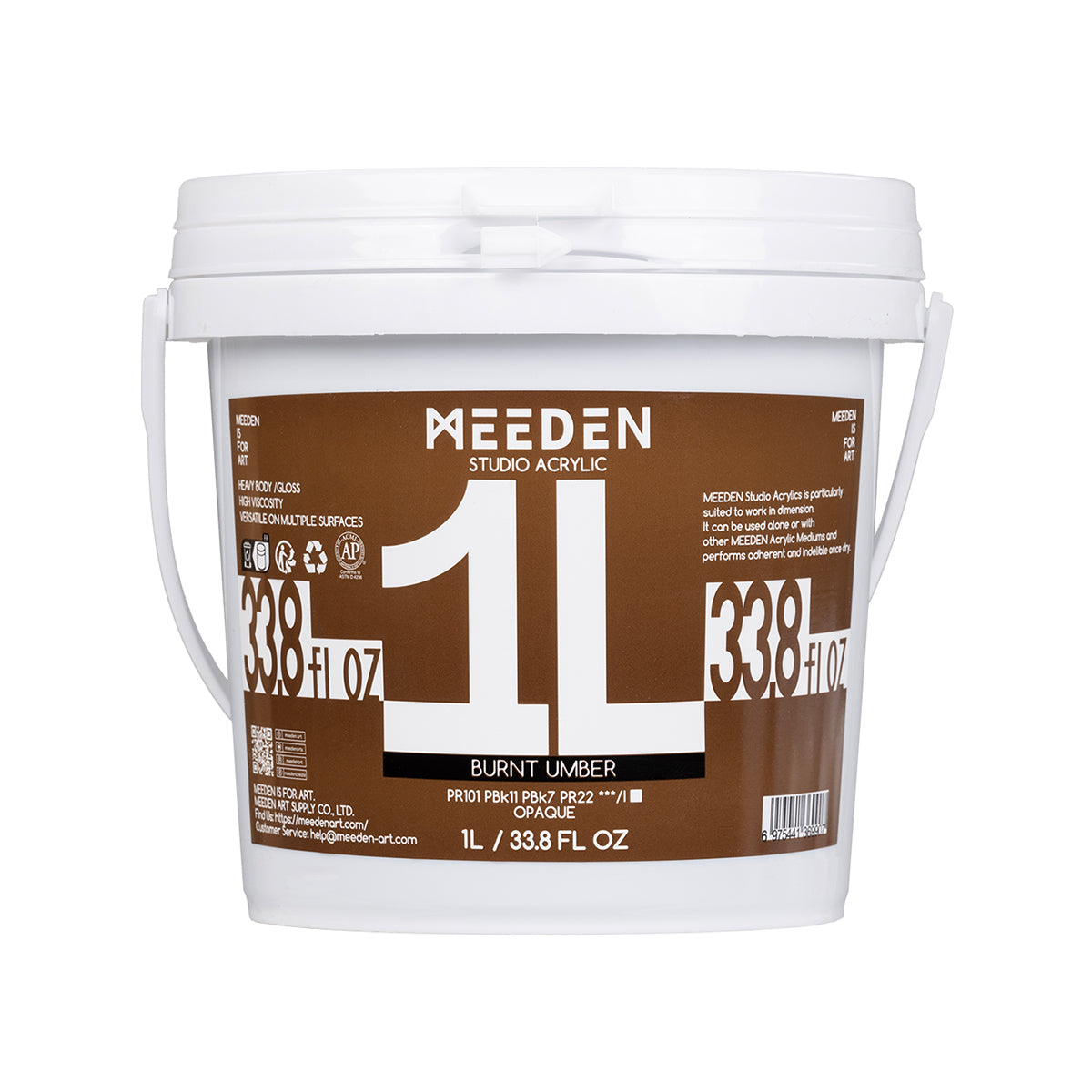 MEEDEN Studio Acrylic Paint-Burnt Umber, 1L / 33.8 oz