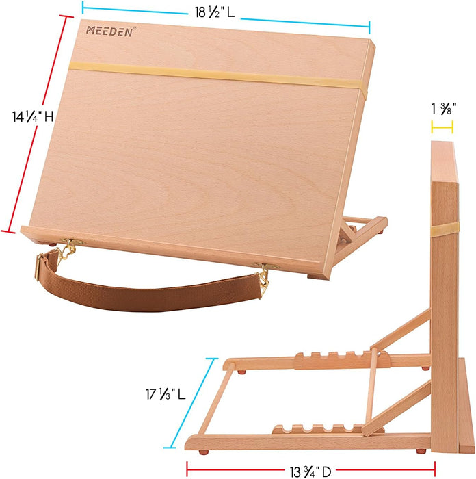 Portable & Adjustable Wood Sketching Board - ATWORTH Wood Desktop Easel Tabletop Easel, 18½" x 14¼"