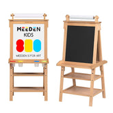 MEEDEN Solid Pine Wood Double-Sided Kids Art Easel Set, 77 Pieces -Natural