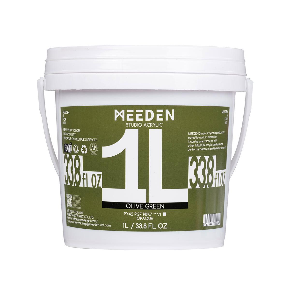 MEEDEN Studio Acrylic Paint-Olive Green, 1L / 33.8 oz