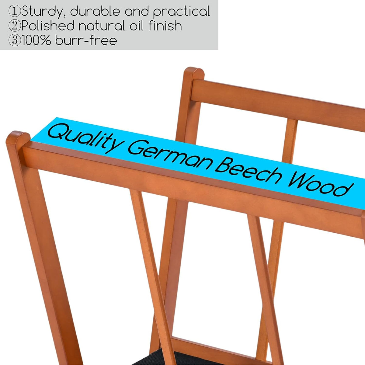 MEEDEN Wood Large Print Rack with Castors Walnut Color