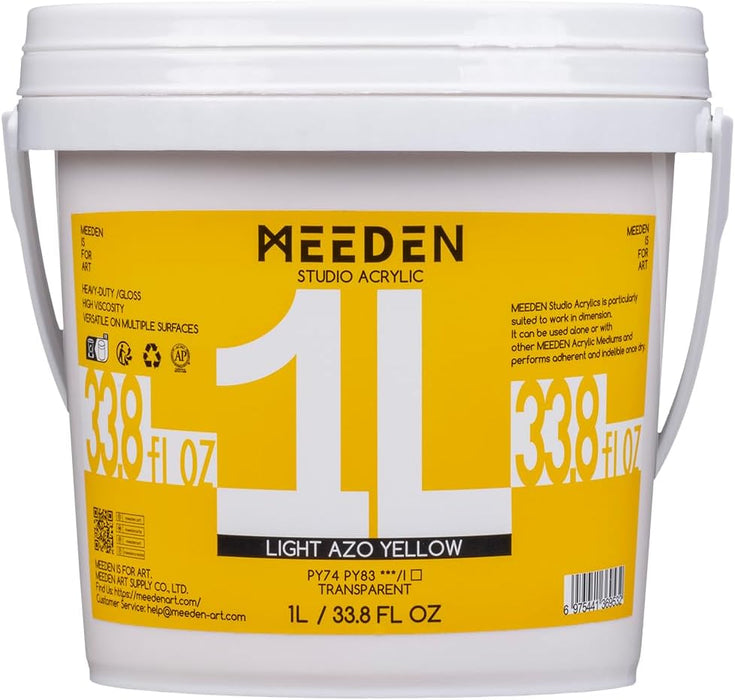 MEEDEN Studio Acrylic Paint-Light Azo Yellow, 1L / 33.8 oz