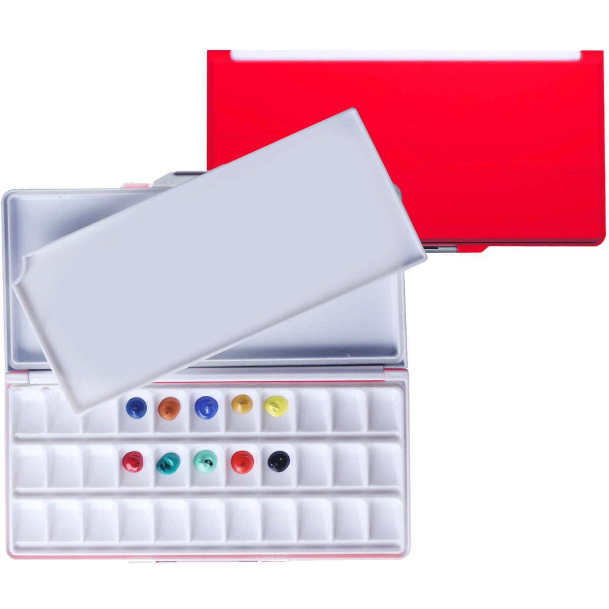 MEEDEN Airtight Leakproof Watercolor Palette Travel Paint Tray 33 Wells, Red