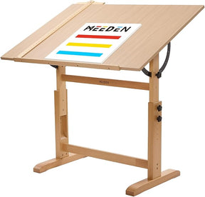 MEEDEN Extra Large Wooden Drawing Table: Natural Paint