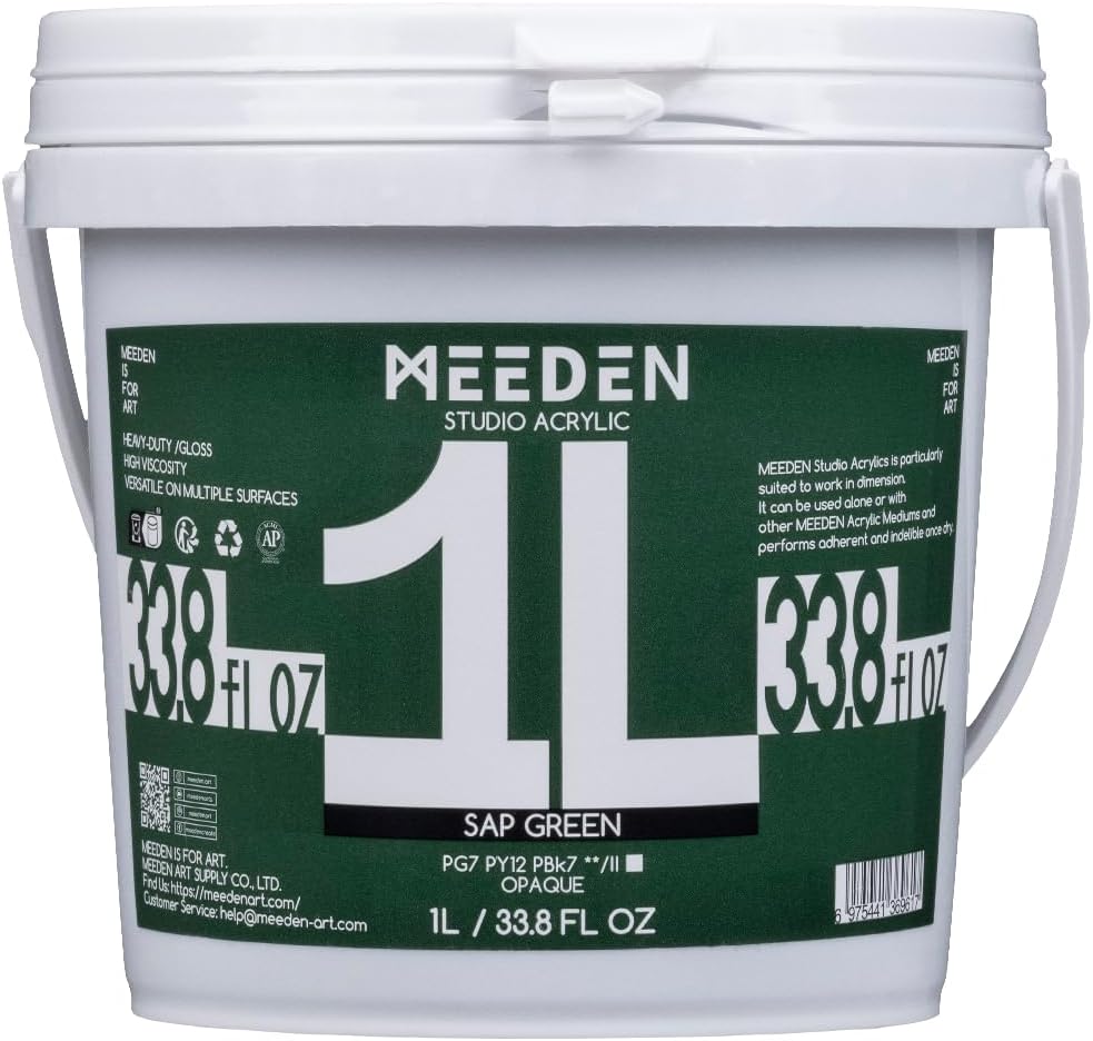 MEEDEN Studio Acrylic Paint-Sap Green, 1L / 33.8 oz