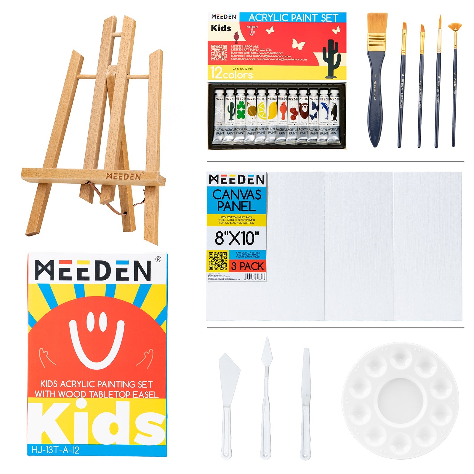 MEEDEN Kids Acrylic Painting Kit with Wood Table Easel