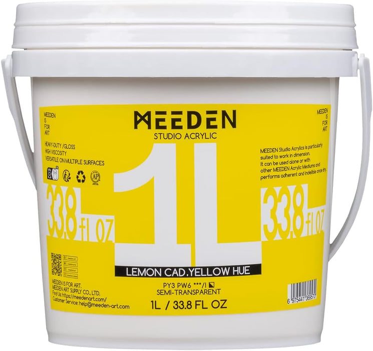 MEEDEN Studio Acrylic Paint-Lemon Cad Yellow Hue, 1L / 33.8 oz