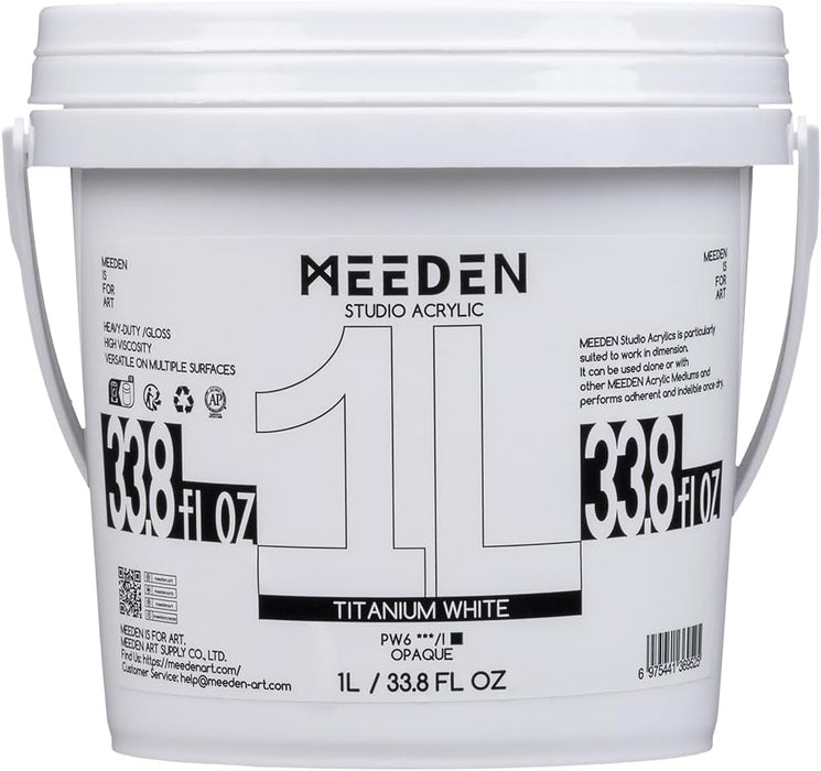 MEEDEN Studio Acrylic Paint-Titanium White, 1L / 33.8 oz