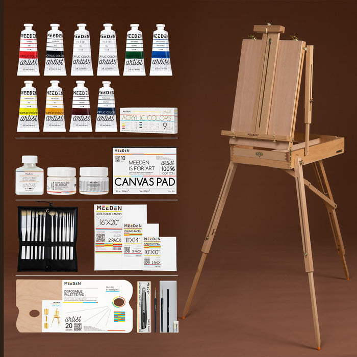 MEEDEN Professional Artist Acrylic Painting Set with French Easel