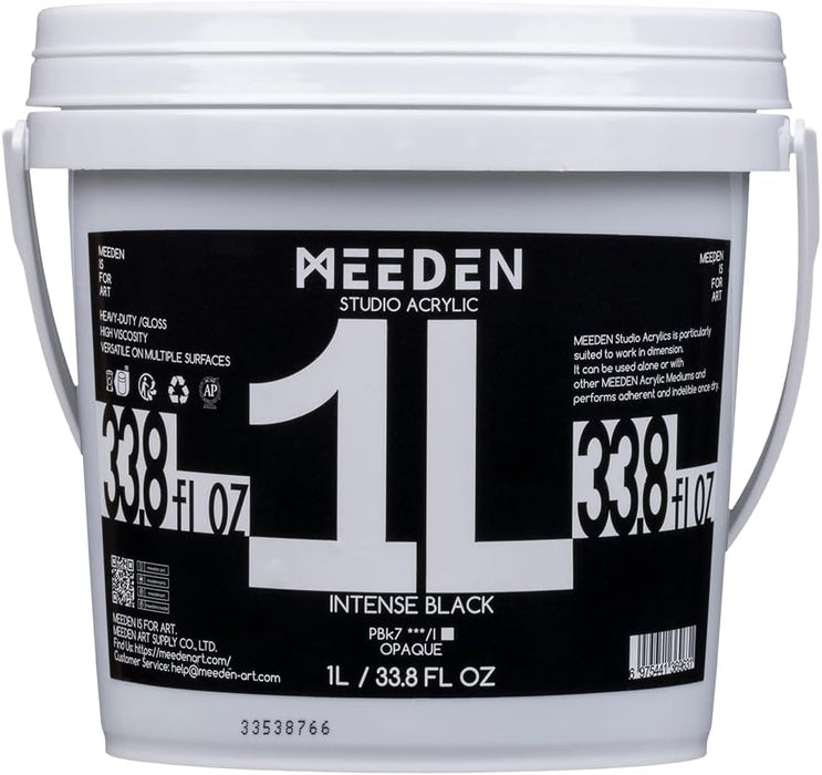 MEEDEN Studio Acrylic Paint-Intense Black, 1L / 33.8 oz