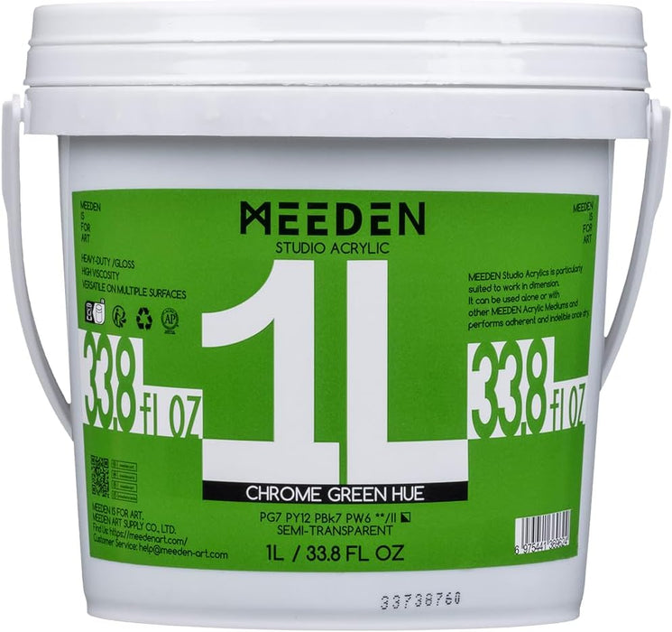 MEEDEN Studio Acrylic Paint-Chrome Green Hue, 1L / 33.8 oz