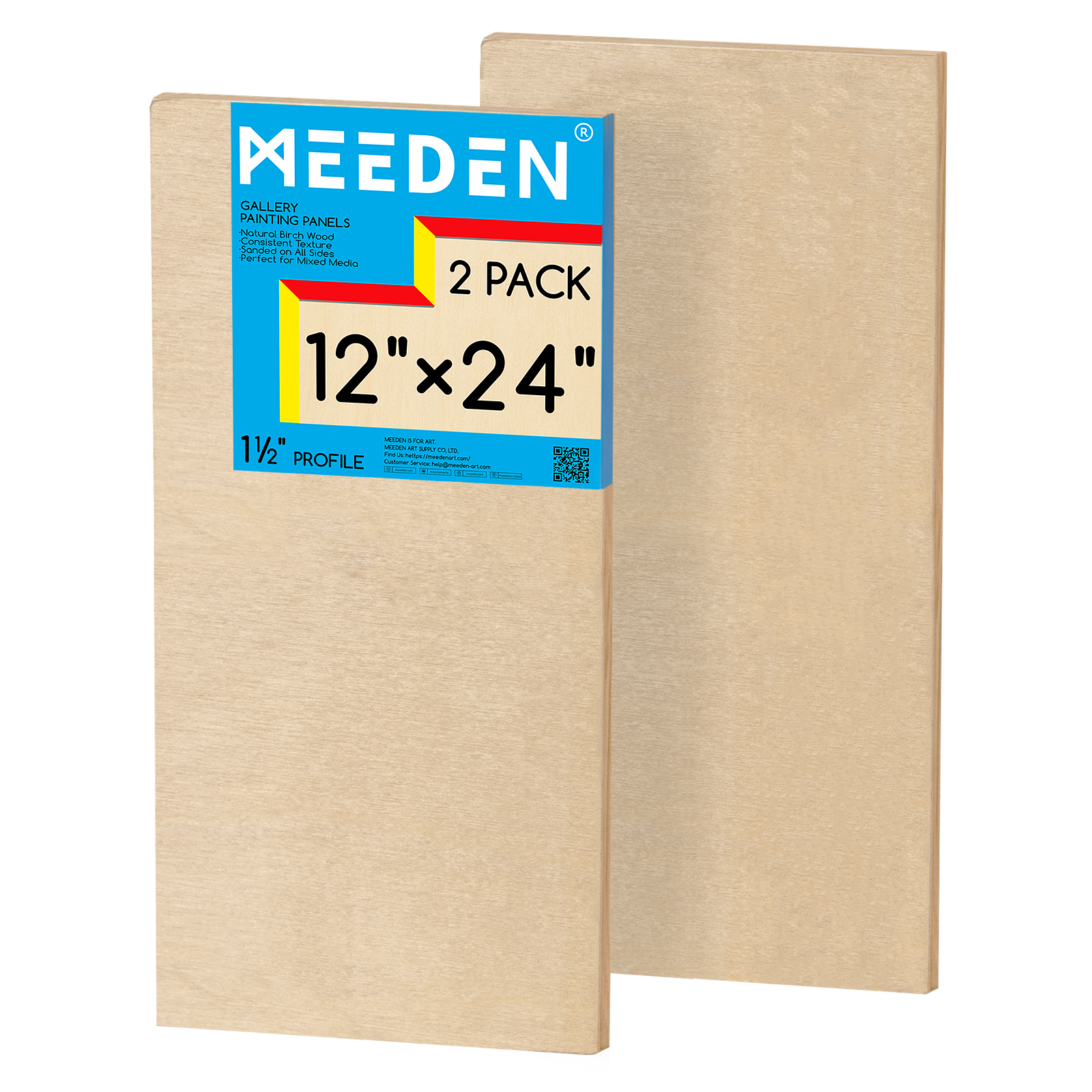 MEEDEN Artist Birch Wood Canvas Board, 1-1/2” Deep, 12x14 Inch, 2 Packs