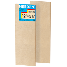 MEEDEN Artist Birch Wood Canvas Board, 1-1/2” Deep, 12x36 Inch, 2 Packs