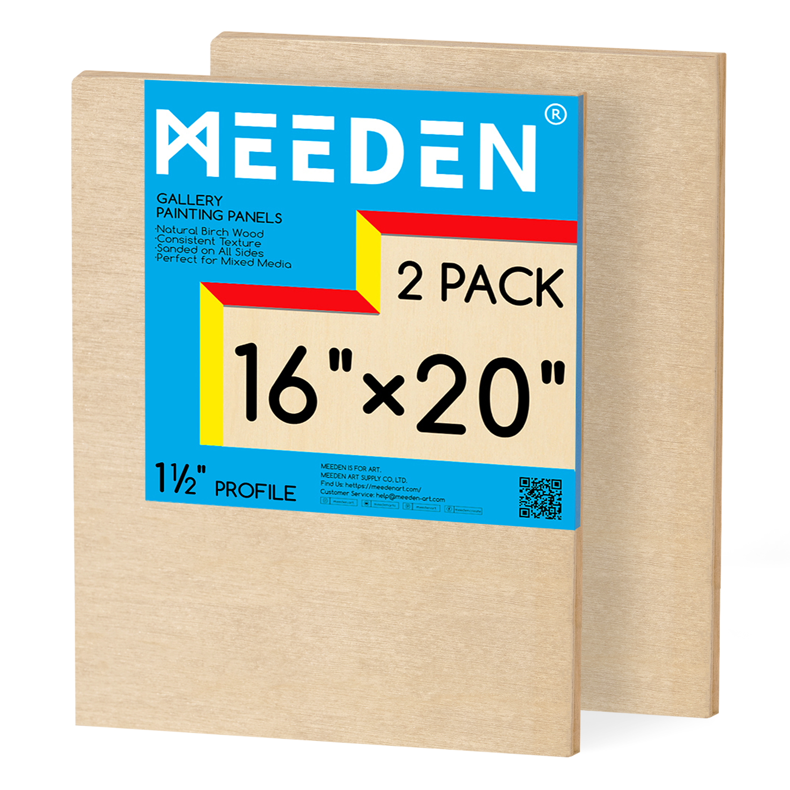 MEEDEN Artist Birch Wood Canvas Board, 1-1/2” Deep