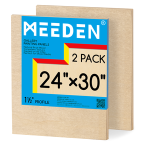 MEEDEN Artist Birch Wood Canvas Board, 1-1/2” Deep, 24x30 Inch, 2 Packs