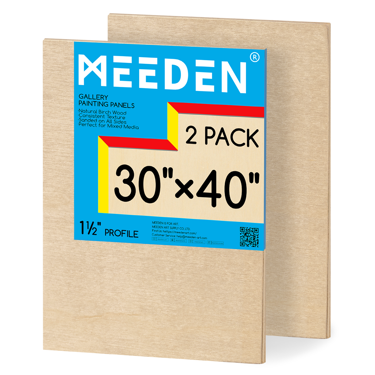 MEEDEN Artist Birch Wood Canvas Board, 1-1/2” Deep, 30x40 Inch, 2 Packs