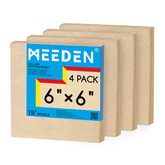 MEEDEN Artist Birch Wood Canvas Board, 1-1/2” Deep, 6x6 Inch, 4 Packs