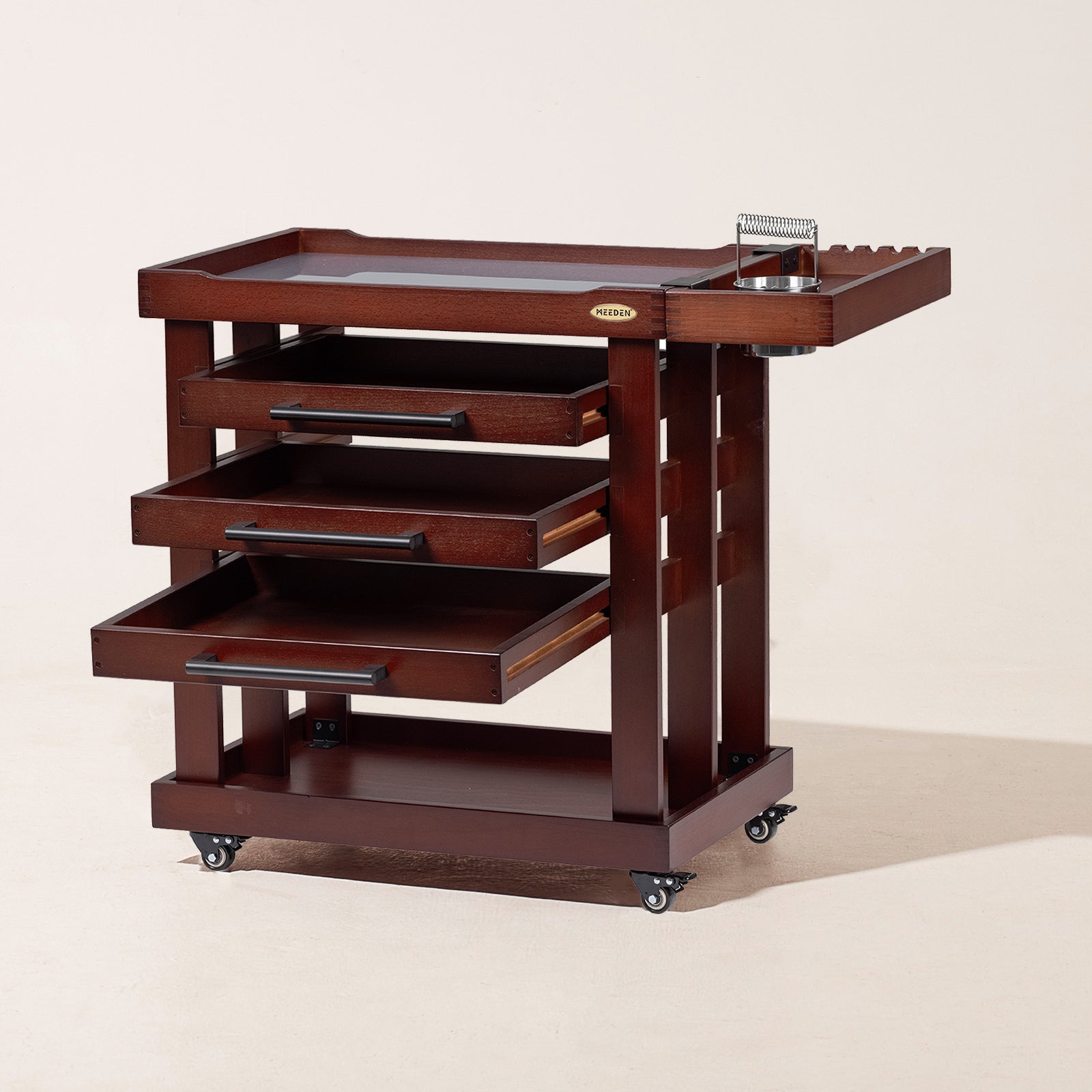 MEEDEN Deluxe Artist Supplies Storage Cart, 5-Tier Taboret- Dark Walnut-W13H