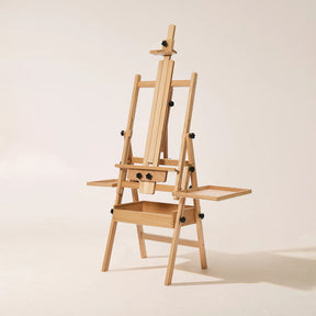 MEEDEN Painting Easel with Storage: H-Frame Beech Wood Art Easel - Natural