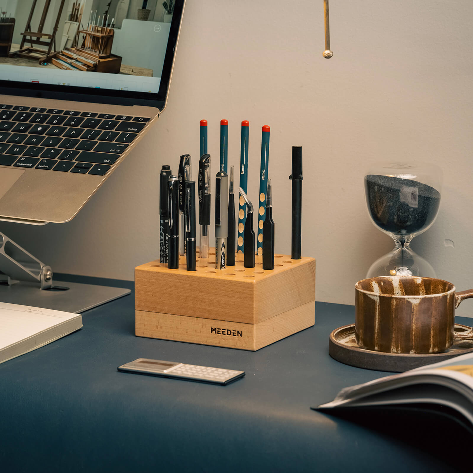 MEEDEN Beechwood Pencil and Brush Holder Double Set - 36 Holes x 2