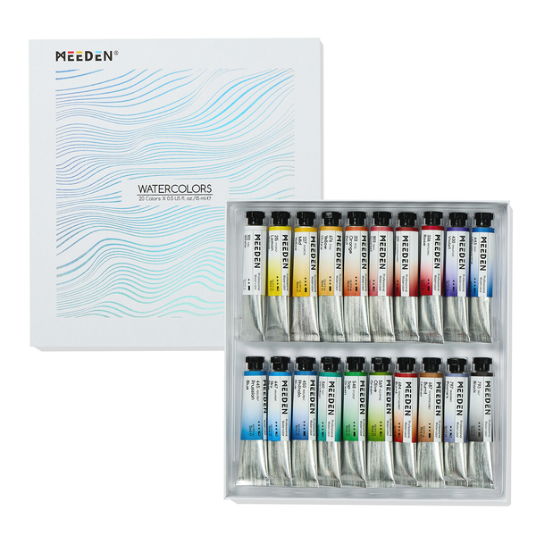 MEEDEN Professional 20 x 15ml (0.5 oz) Colors Watercolor Tubes Paint Set