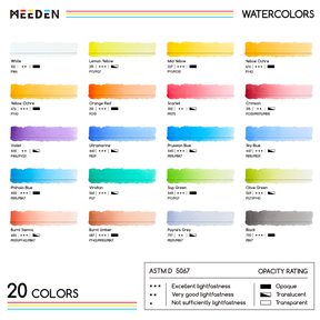 MEEDEN Professional 20 x 15ml (0.5 oz) Colors Watercolor Tubes Paint Set