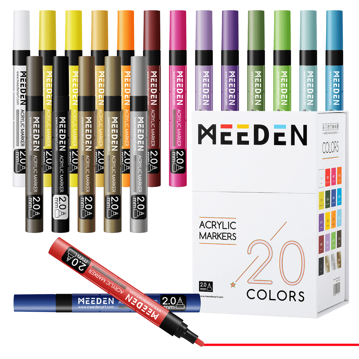 MEEDEN Acrylic Paint Markers Set - 20 Colors