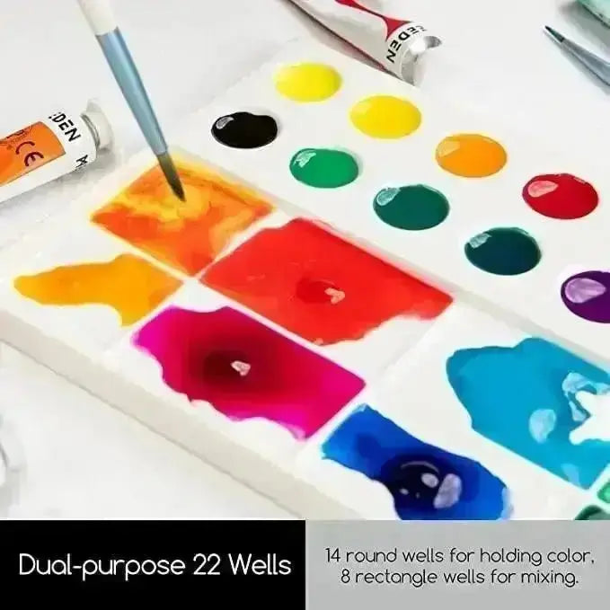 22-Well Ceramic Artist Paint Palette - MEEDEN ARTPalette