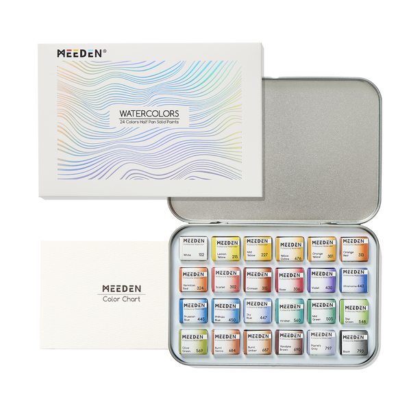 MEEDEN Professinal 24 Colors Semi-Moist Watercolor Paint Set