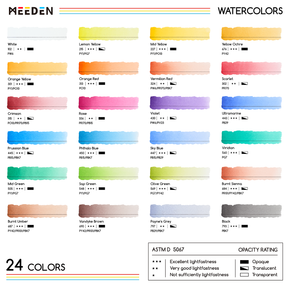 MEEDEN Professinal 24 Colors Semi-Moist Watercolor Paint Set