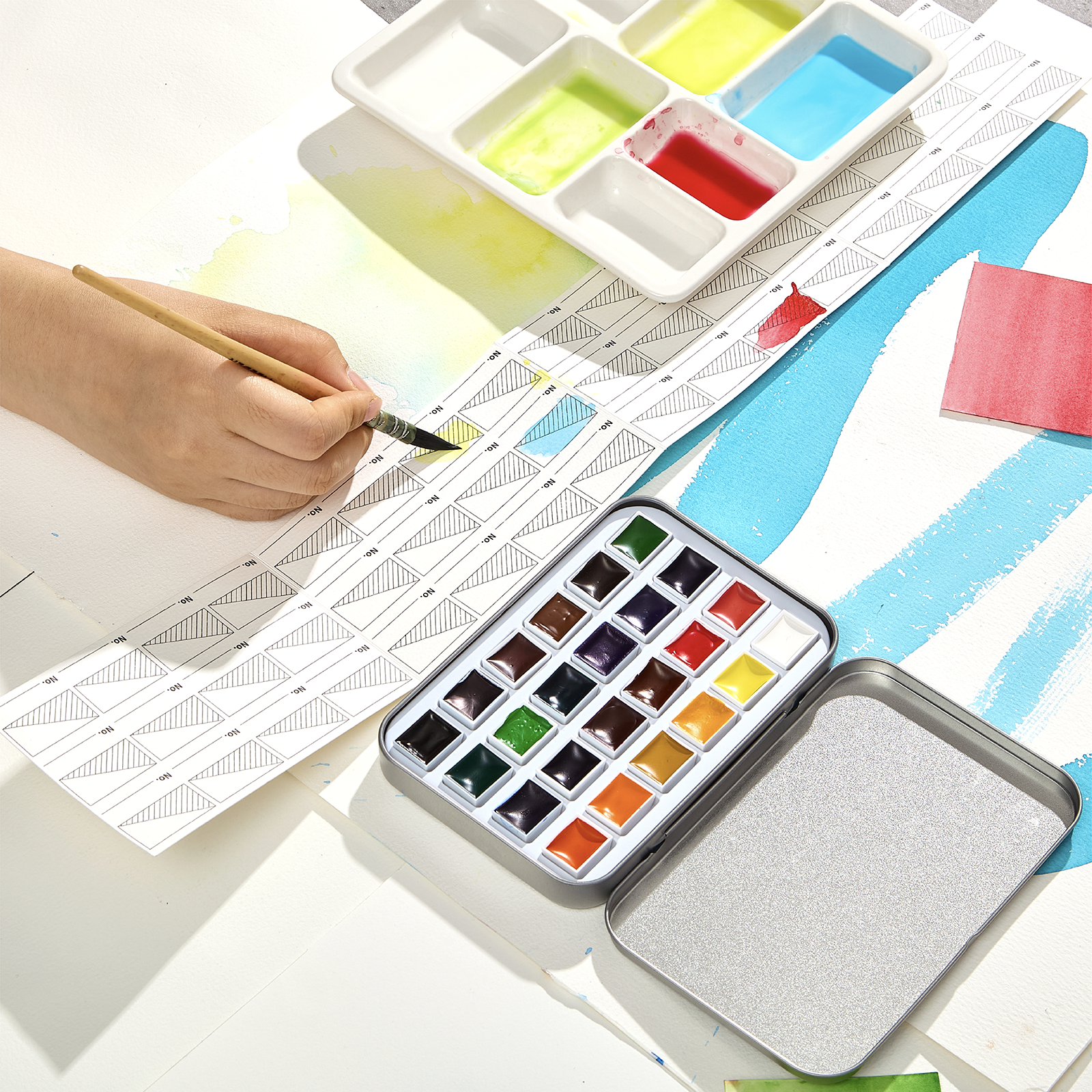 MEEDEN Professinal 24 Colors Semi-Moist Watercolor Paint Set