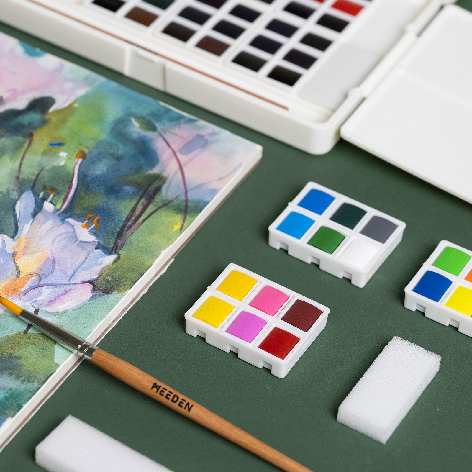 MEEDEN 48-Color Solid Watercolor Set