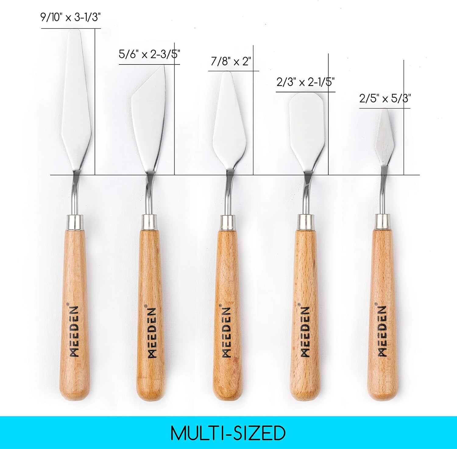 MEEDEN Artist Stainless Steel Palette Knife, 5 Pcs Set