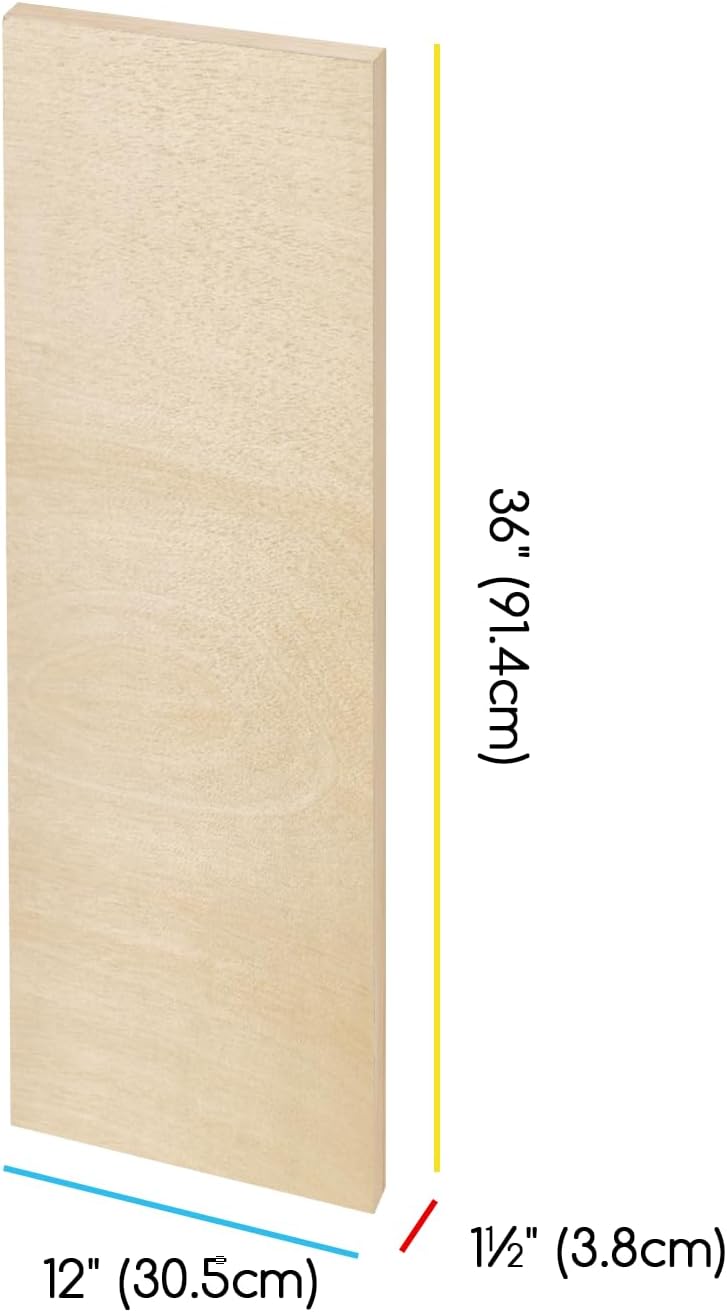 MEEDEN Artist Birch Wood Canvas Board, 1-1/2” Deep, 12x36 Inch, 2 Packs