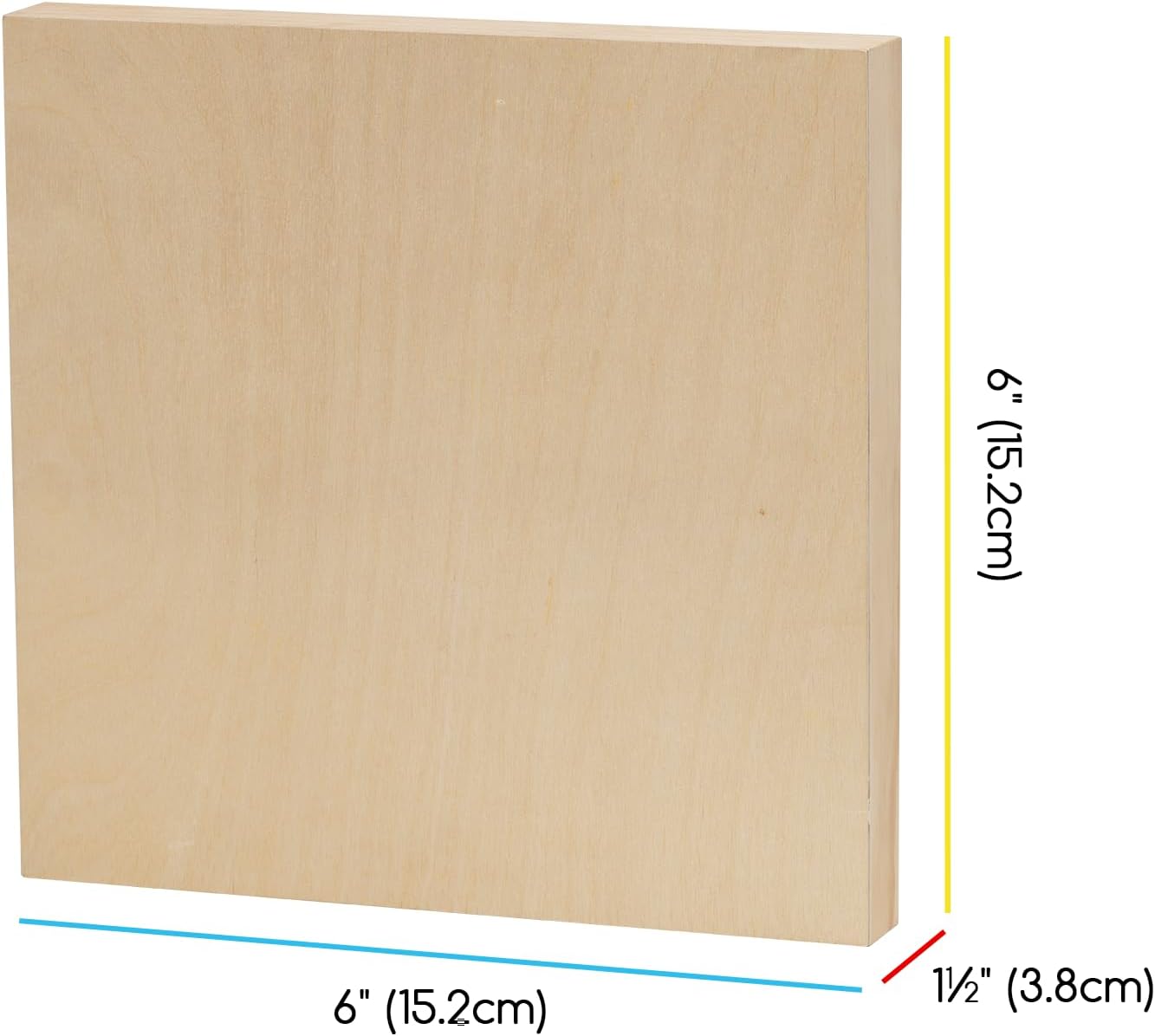 MEEDEN Artist Birch Wood Canvas Board, 1-1/2” Deep, 6x6 Inch, 4 Packs