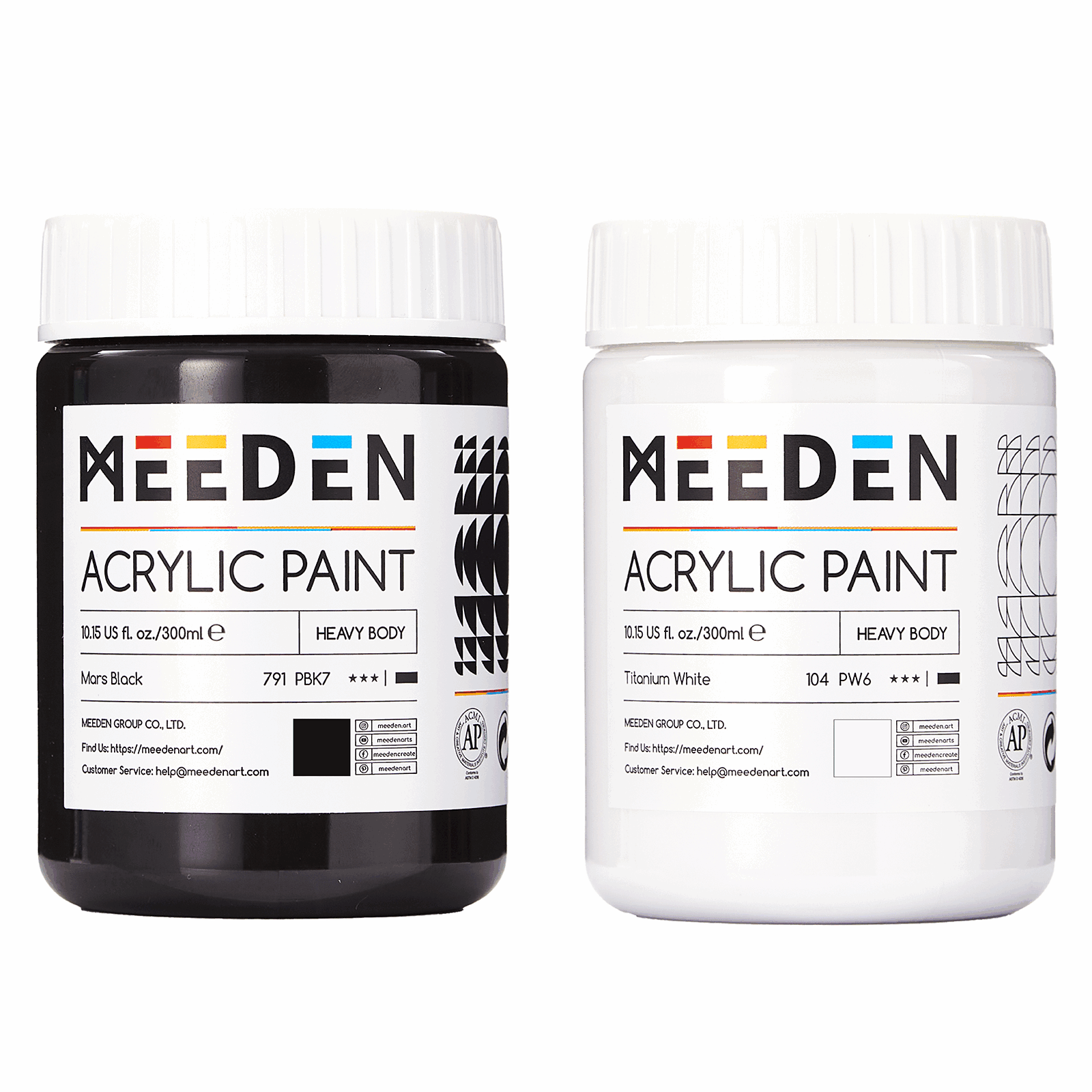 MEEDEN Black and White  Heavy Body Acrylic Paint, 300ml/10oz, 2 Jars
