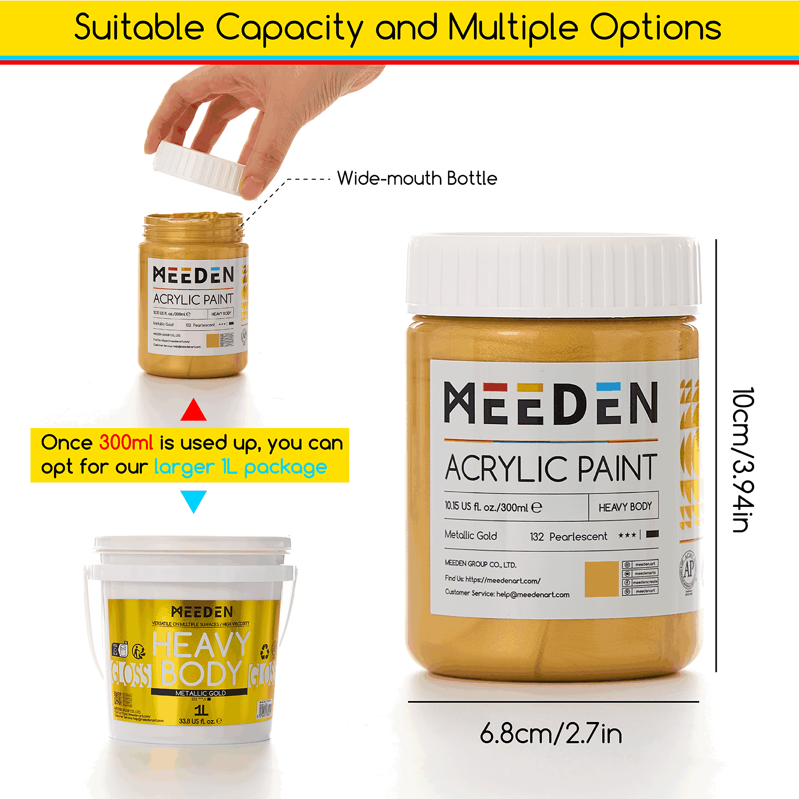 MEEDN Silver Metallic Acrylic Paint, 300ml